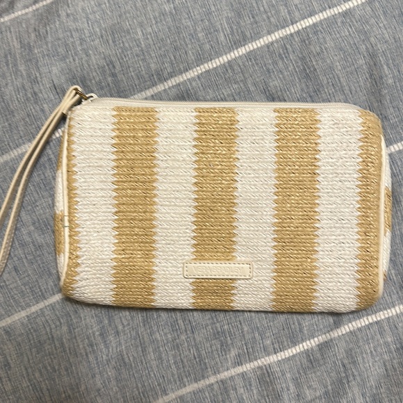 Vera Bradley, beige and white striped clutch with gold tint - Picture 2 of 4